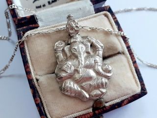 7g VINTAGE STERLING SILVER GANESH PENDANT ON A 925 18 INCH CHAIN 2
