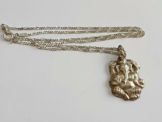 7g VINTAGE STERLING SILVER GANESH PENDANT ON A 925 18 INCH CHAIN 3