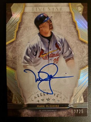 Mark Mcgwire 2018 Topps Five Star On Card Autograph Auto /25 Cardinals Oakland