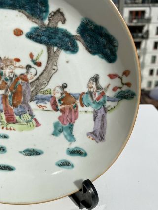 A Fine Rare Antique Chinese Porcelain Tongzhi Figure Plate / Dish Mark Period 2 3