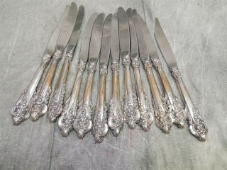 12 Wallace Grande Baroque Sterling Silver Handled Dinner Knives 8 7/8 "