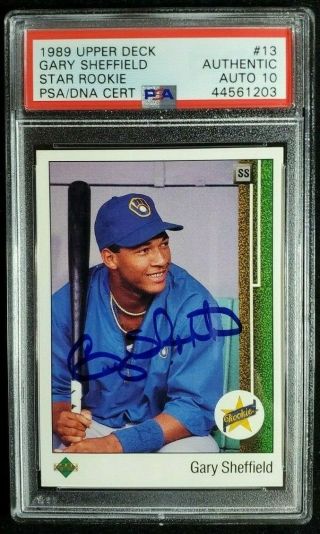 1989 Upper Deck Gary Sheffield Signed Rookie Card Autograph Rc Psa/dna 10 Auto