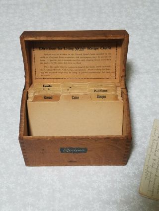 Antique Weis Oak Wood Recipe Card File Box Old Vtg Jointed 5 1/2 X 4 X 3 Signed