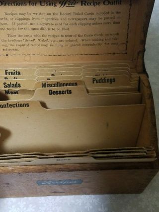 Antique WEIS Oak Wood RECIPE CARD FILE BOX Old Vtg jointed 5 1/2 x 4 x 3 signed 3
