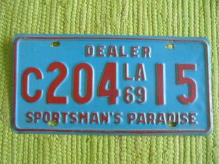 1969 Louisiana Dealer License Plate La 69 Tag Sportsmen 
