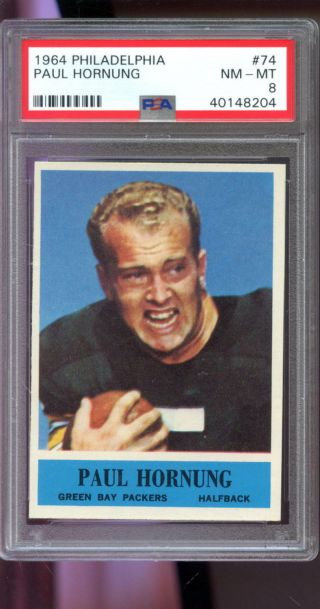 1964 Philadelphia 74 Paul Hornung Green Bay Packers Psa 8 Graded Football Card