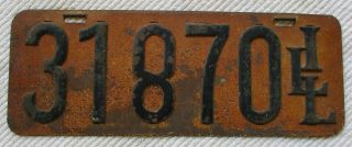 1909 Illinois " Pre - State " License Plate 31870