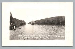 Minong Lodge Steamer Ship Isle Royale National Park Rppc Vintage Photo 1930s
