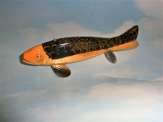 Magnificent Vintage Michigan Spotted Ice Spear Fishing Decoy / Bud Stewart