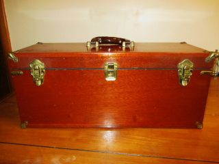 Vintage Abercrombie & Fitch Wood Carrying Case W/brass Clasps & Trim