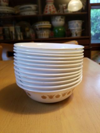 12 Vintage Corelle Corning Pyrex Butterfly Gold Cereal Bowls