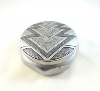 Rare Small French Art Deco Alluminium Box Jewelry Case Geometric 1930 Bauhaus