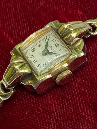 Vintage Solar Brand Ladies Wrist Watch With Expansion Bracelet And Is Running