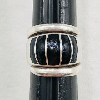Vtg David - Andersen Norway Sterling 925s & Black Enamel Ring 11.  8 Grams Size 7.  25
