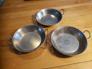 Vintage Set Of 3 French Pans From France 16 Tin ?? 2 Handled Sizzle?