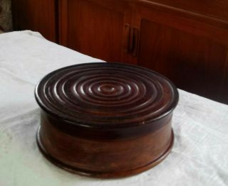 Vintage French Round Wooden Box With Turned Lid 6 " Storage Or Decorative