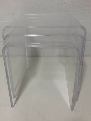 Vintage 3 Lucite Waterfall Nesting End Tables Mid Century Modern