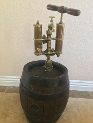 Keg Beer Whiskey Barrel Rare Old Antique Vintage Wood And Brass,