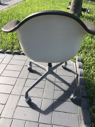 Vintage Herman Miller Fiberglass Shell Upholstered Arm Chair Modern,  Black/grey 2