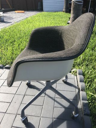 Vintage Herman Miller Fiberglass Shell Upholstered Arm Chair Modern,  Black/grey 3