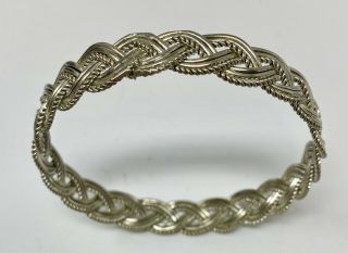 Vintage Southwest Style Sterling Silver Braided Rope Bangle Bracelet 8” (22G) 3