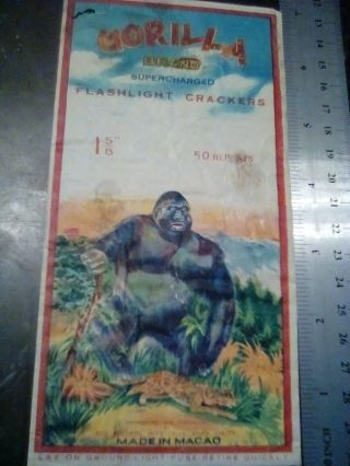 Vintage Firecracker Pack Label (gorilla Brand) 7/ 3.  5 Inch Label Only