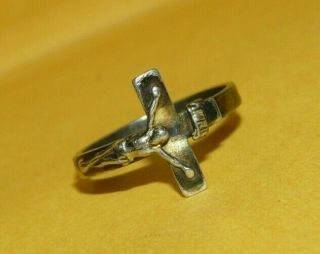 Vintage 925 Sterling Silver Religious " Jesus Christ On The Cross " Ring Size 8