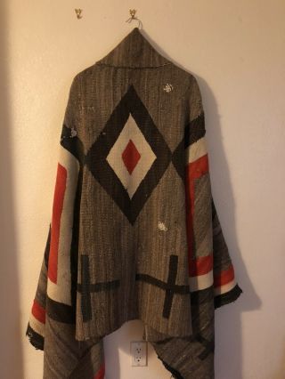 Antique Navajo Transitional Wearing Blanket,  Diamonds And Crosses Design,  1890 