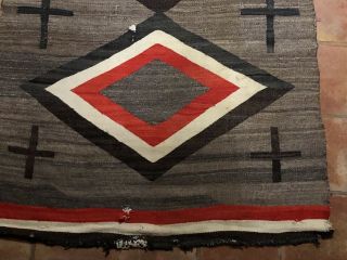 Antique Navajo Transitional Wearing Blanket,  Diamonds and Crosses Design,  1890 ' s 3