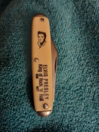 Vintage Elvis Presley Usa King Of Rock & Roll 1 Blade Pocket Knife 1977.  Perfect