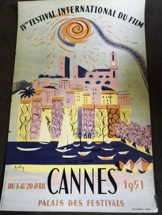 Vintage Cannes International Film Festival Poster 1951