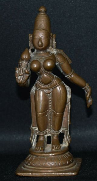 Indian Miniature Bronze Standing Bhu Devi Vishnu 