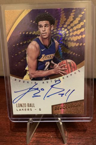 Lonzo Ball 17 - 18 Panini Revolution On - Card Auto Autograph Rc Rookie L.  A.  Lakers