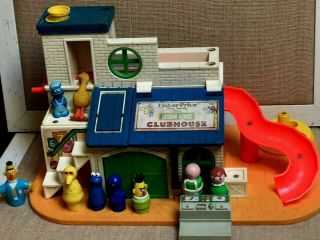 Vintage 1976 Fisher Price Sesame Street Clubhouse With Accessories Little People