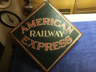 American Railway Express Metal Rimmed Cardboard Interior Sign