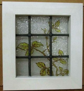 Victorian English Leaded Stained Glass Window Tiny Hand Painted 11.  25 " X 12.  25 "