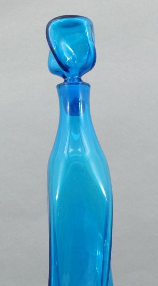 Vintage Mid - Century Blenko Art Glass Signed Wayne Husted Twist Decanter Bottle 3