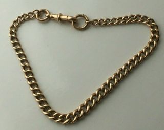 Antique 375 9ct Gold Albert Watch Chain Bracelet With Dog Clip - 7.  5 " Inches