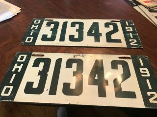 1912 Ohio License Plate Pair Antique Tag Automobile Horseless Carriage Car Yom