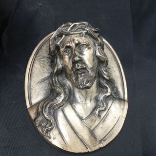 Vintage Detailed Religious Jesus Bust Wall Plaque Signed A,  M.  W.  1939 Usa