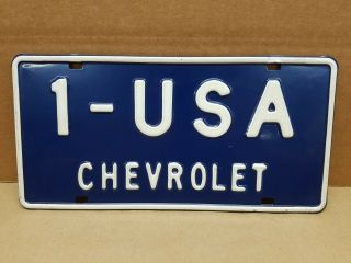 Very Rare Vintage Chevrolet Dealer 1 - Usa Steel License Plate Tag 1960 