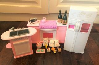 Vintage Barbie Folding Pretty House Kitchen Playset Dollhouse Furniture 1996