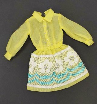 Vhtf Vintage Mattel Barbie Shirt Dressy 1487 Sheer Yellow Dress