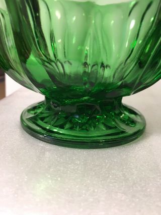 Vintage Depression Indiana Glass Footed Green Candy Dish w/ Lid 3