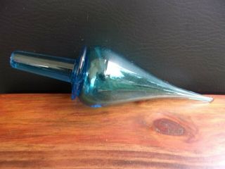 Mid Century Vintage Aqua Blue smooth Tear Drop Decanter Stopper 2