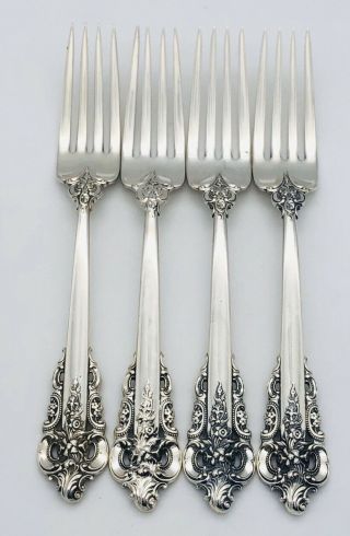 Qty 4 Wallace Grande Baroque Sterling Silver Place Fork - 7 1/2 Inches
