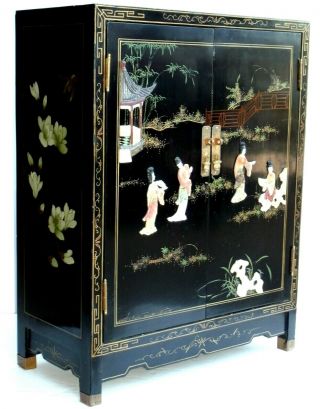 Vintage Asian Chinoiserie Two Door Cabinet
