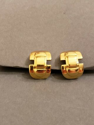 Signed Givenchy Vintage Clips Earrings Gold Tone