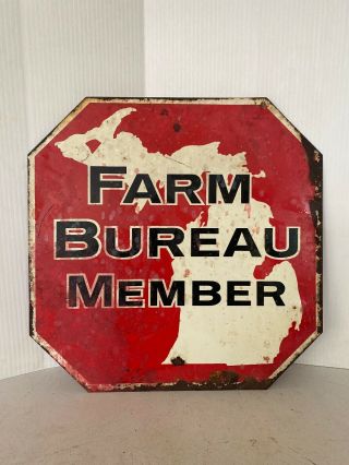 Vintage Farm Bureau Sign 1960’s Double Sided Metal Sign