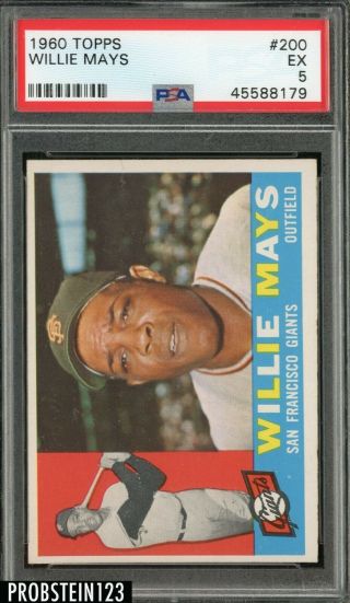 1960 Topps 200 Willie Mays Giants Hof Psa 5 Ex